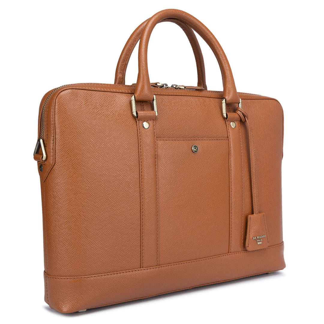 Cognac Franzy Leather Laptop Bag - Upto 14"