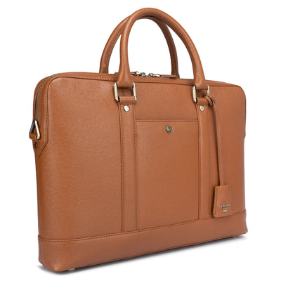 Cognac Franzy Leather Laptop Bag - Upto 14"