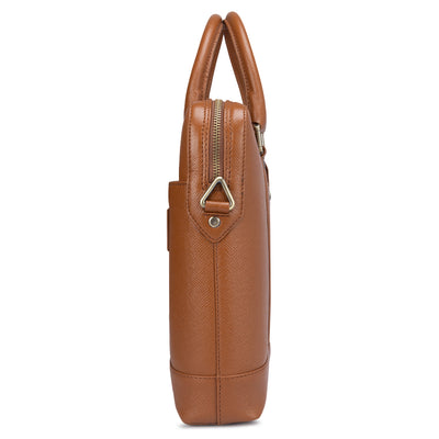 Cognac Franzy Leather Laptop Bag - Upto 14"