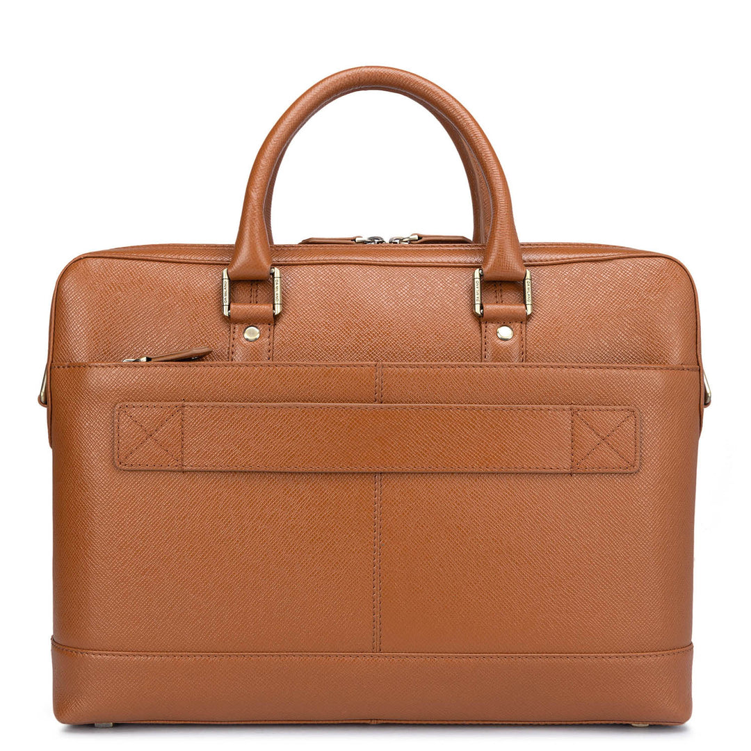 Cognac Franzy Leather Laptop Bag - Upto 14"
