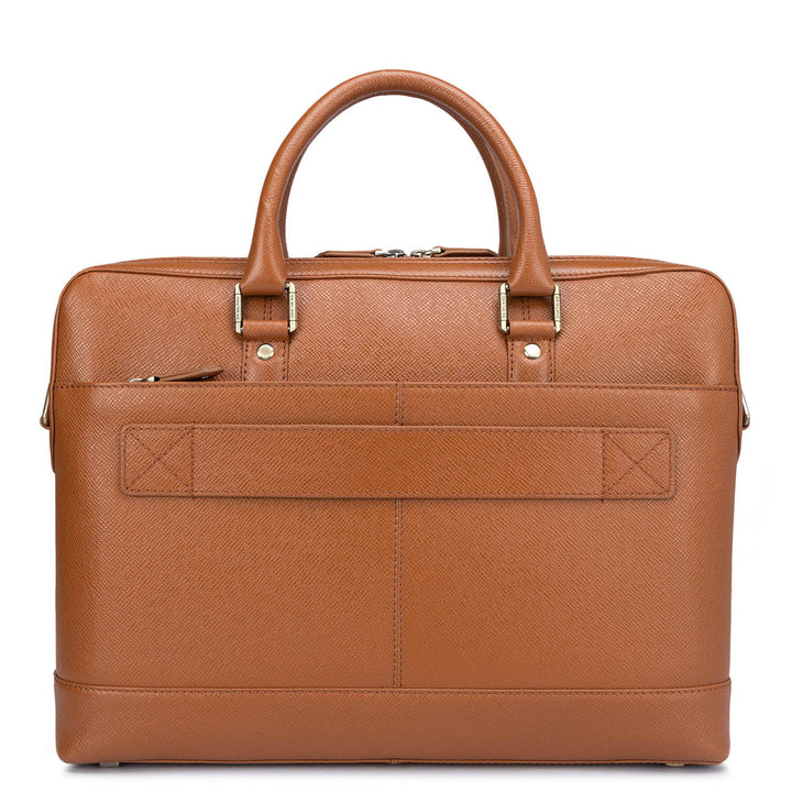 Cognac Franzy Leather Laptop Bag - Upto 14"