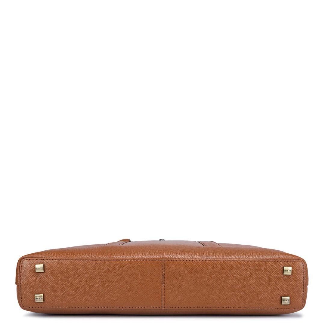 Cognac Franzy Leather Laptop Bag - Upto 14"