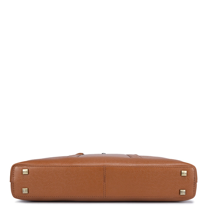 Cognac Franzy Leather Laptop Bag - Upto 14"