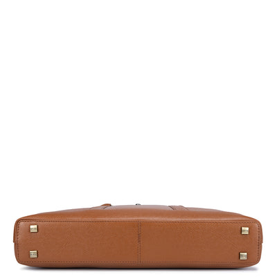 Cognac Franzy Leather Laptop Bag - Upto 14"
