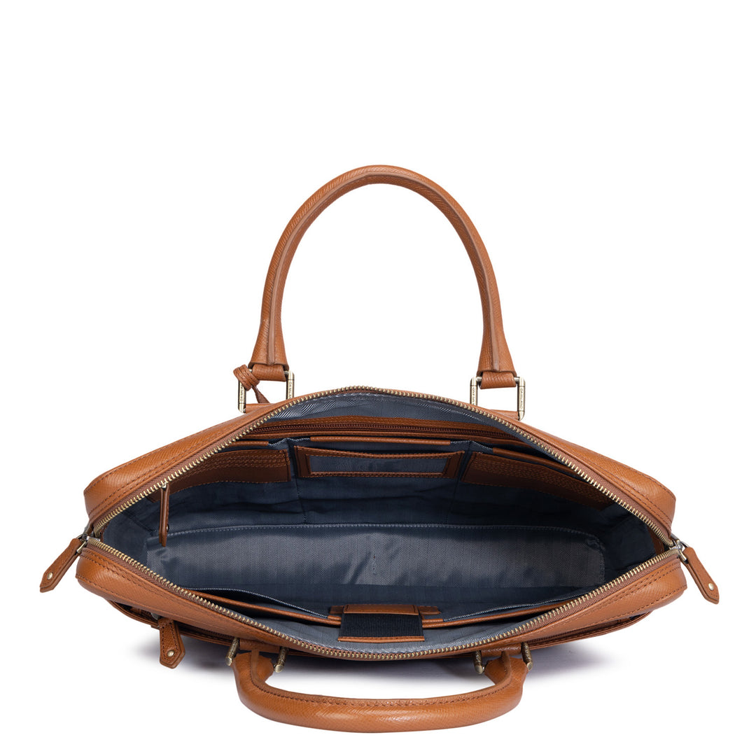 Cognac Franzy Leather Laptop Bag - Upto 14"