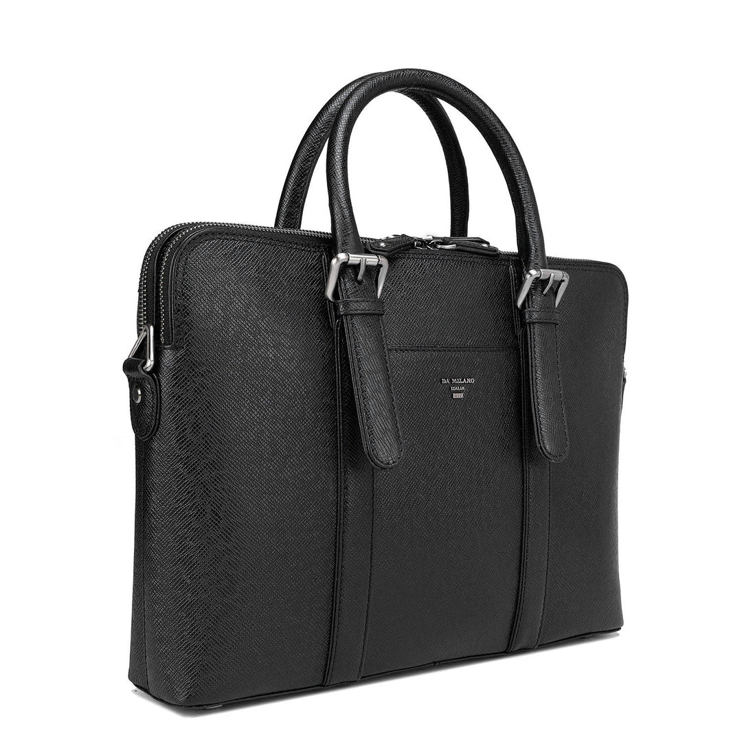 Franzy Leather Laptop Bag - Black