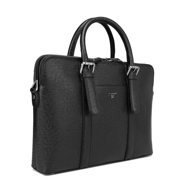Franzy Leather Laptop Bag - Black