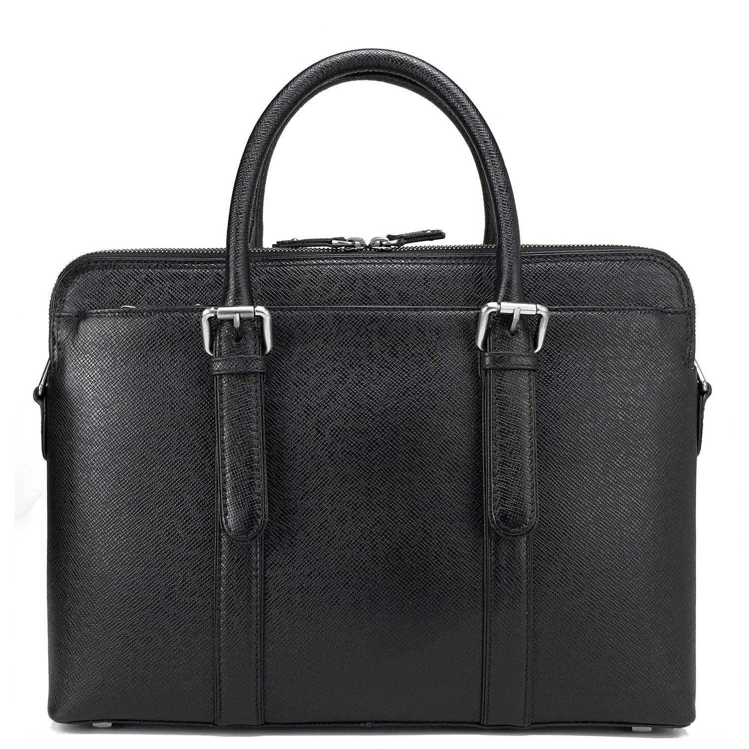 Men’s Leather Bag (DA MILANO) Franzy Leather Laptop Bag - Black – Da Milano