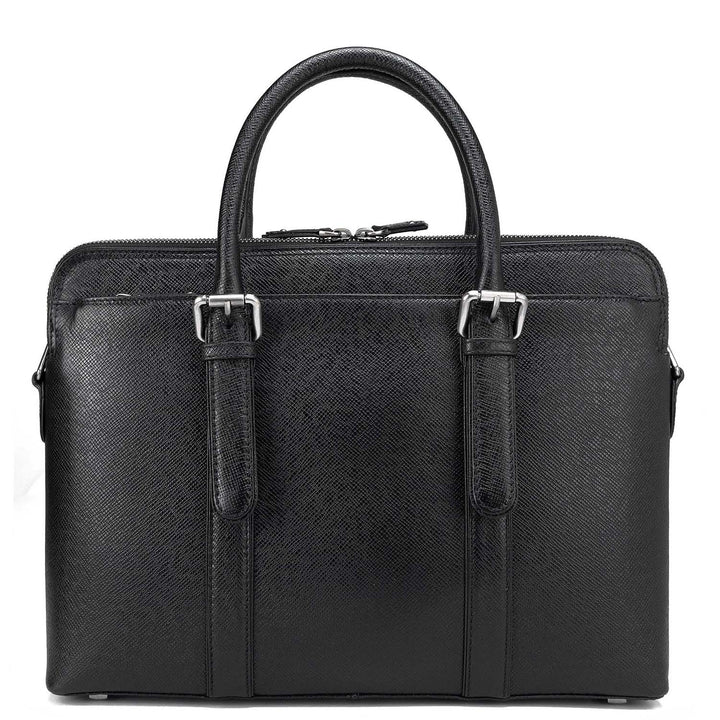 Franzy Leather Laptop Bag - Black