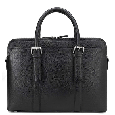 Franzy Leather Laptop Bag - Black