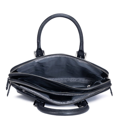 Franzy Leather Laptop Bag - Black
