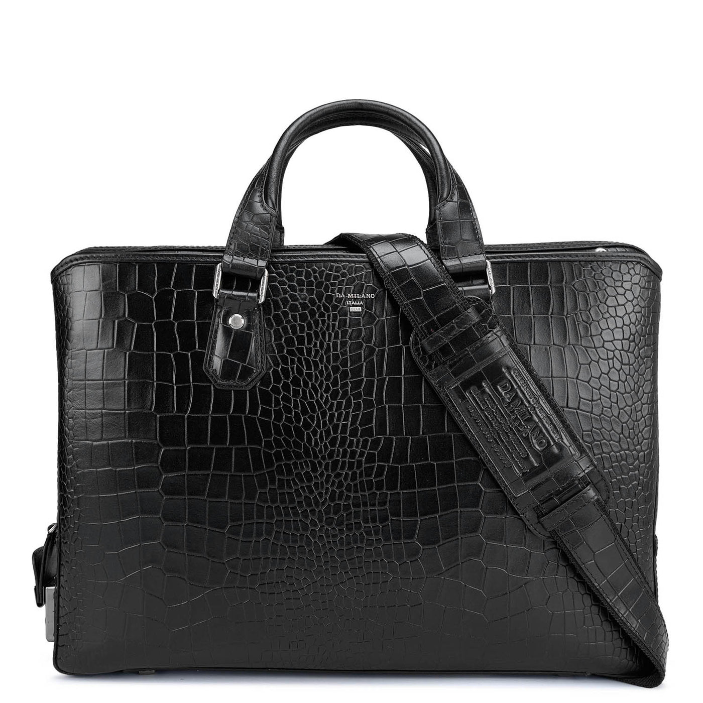 Black Croco Leather Laptop Bag - Upto 15"