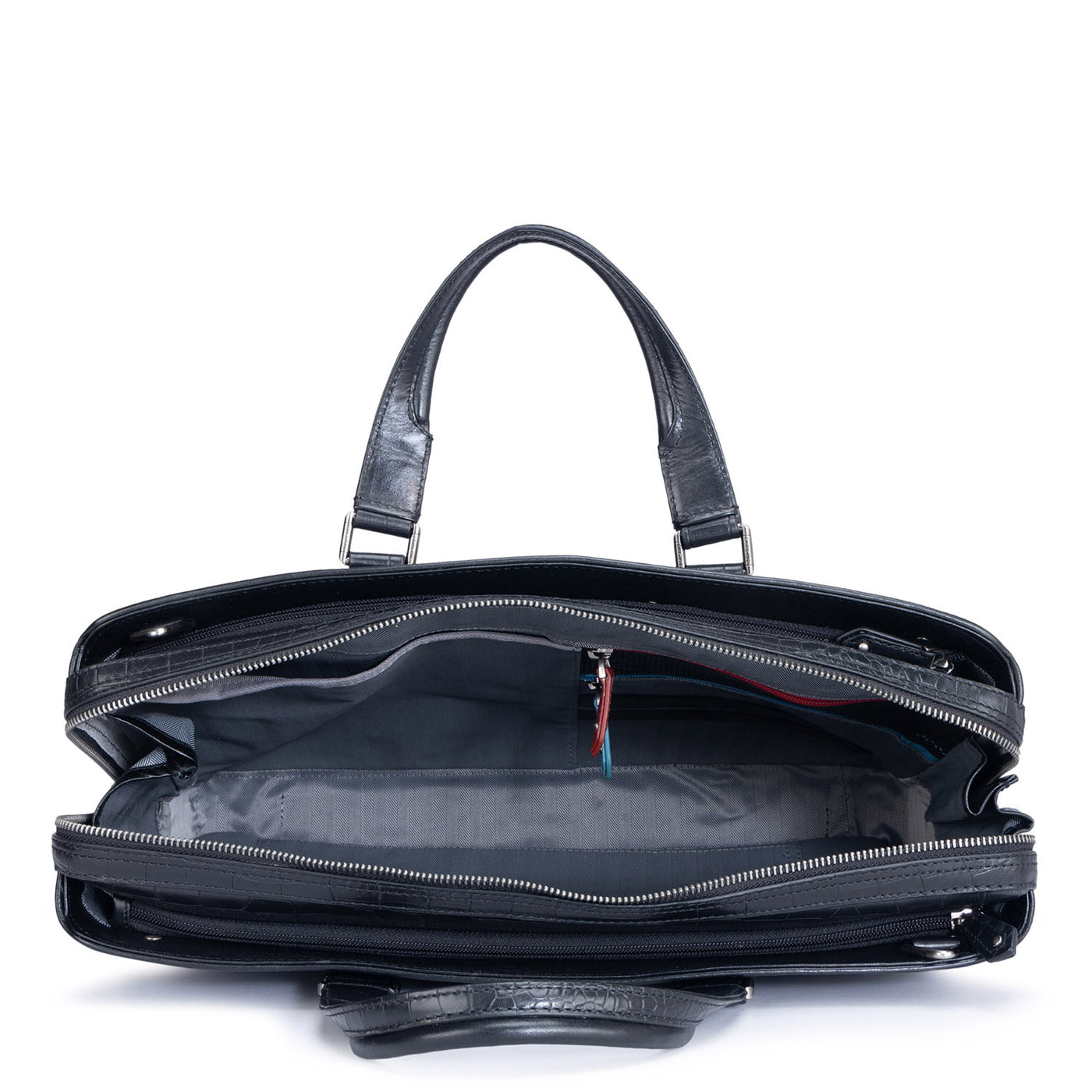 Black Croco Leather Laptop Bag - Upto 15"