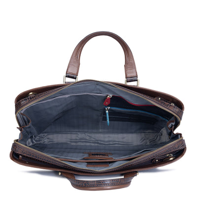 Brown Croco Leather Laptop Bag - upto 15"