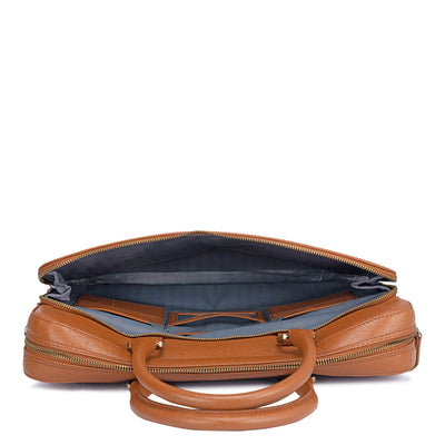 Cognac Franzy Leather Laptop Bag - Upto 15"