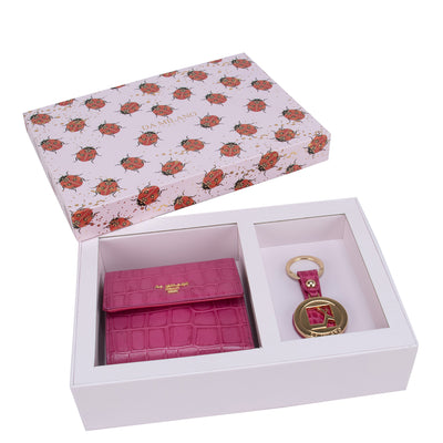 Pink Ladies Wallet & Keychain Gift Set
