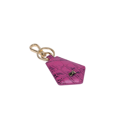 Pink Croco Textured Ladies Wallet & Key Chain Gift Set