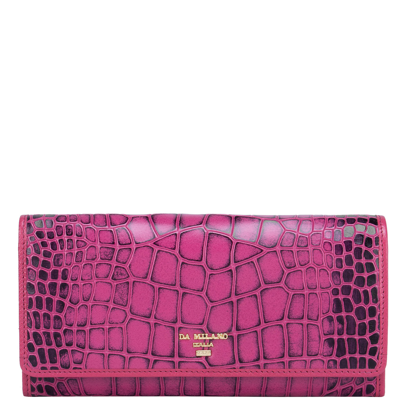 Pink Croco Textured Ladies Wallet & Key Chain Gift Set