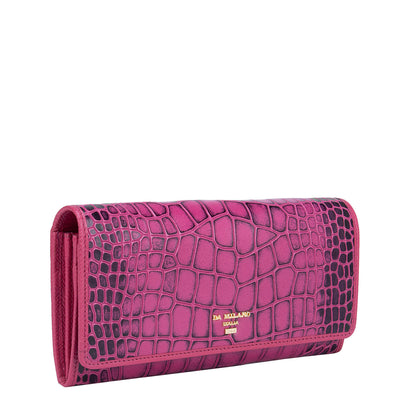 Pink Croco Textured Ladies Wallet & Key Chain Gift Set