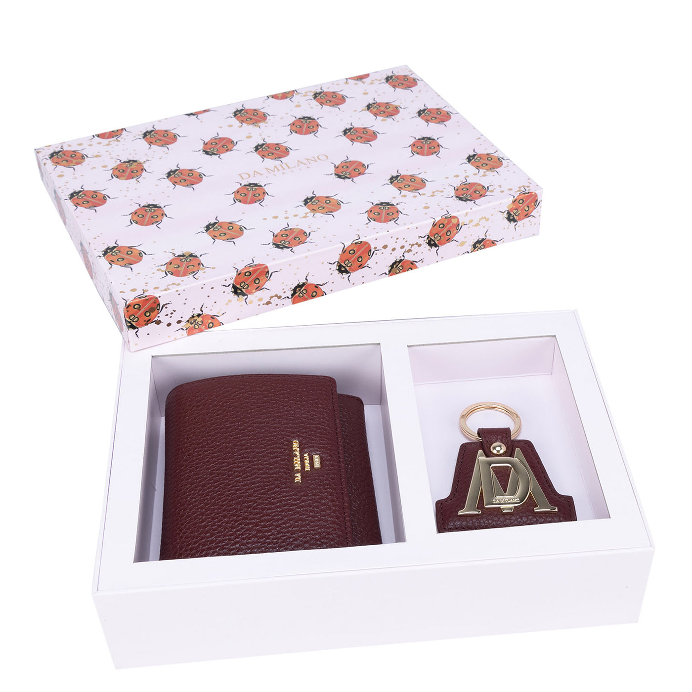 Maroon Wax Ladies Wallet & Keychain Gift Set