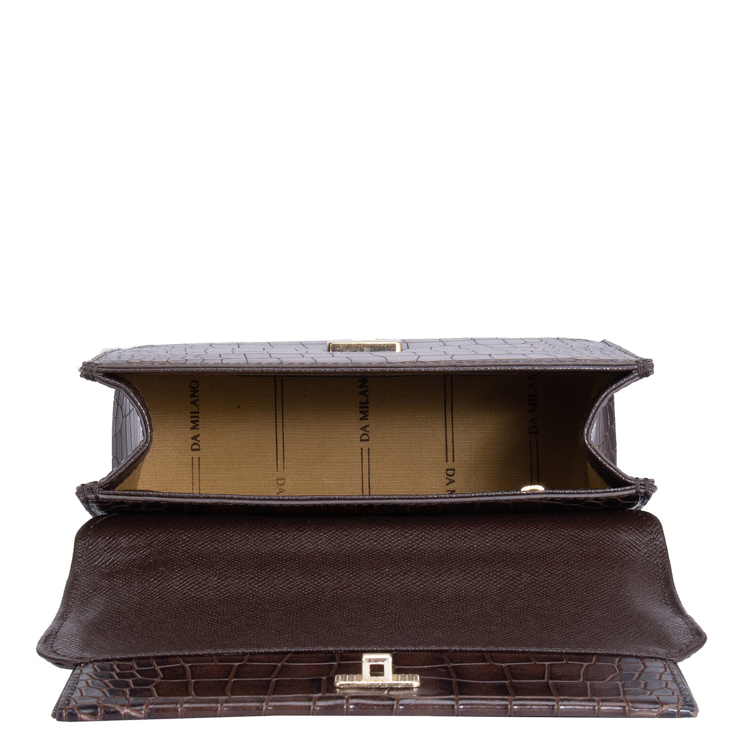 Small Croco Leather Shoulder Bag - Brown – Da Milano
