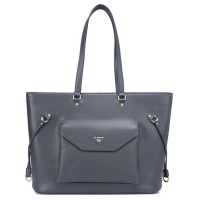Large Franzy Leather Tote - Grey