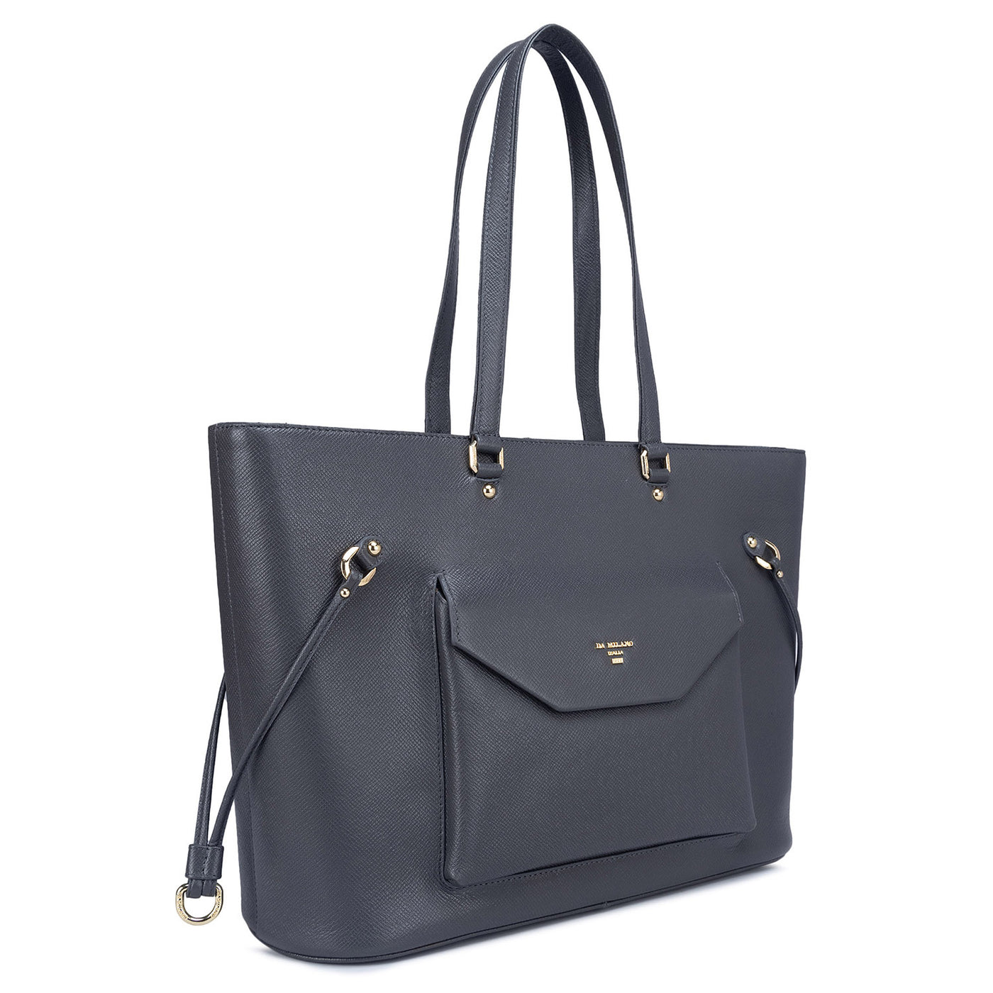 Large Franzy Leather Tote - Grey