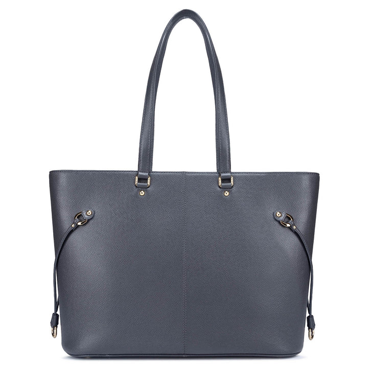 Large Franzy Leather Tote - Grey