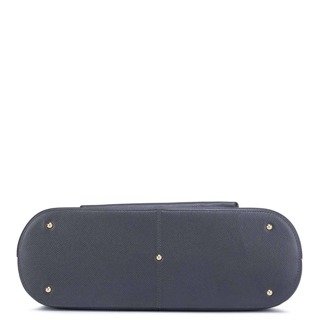 Large Franzy Leather Tote - Grey