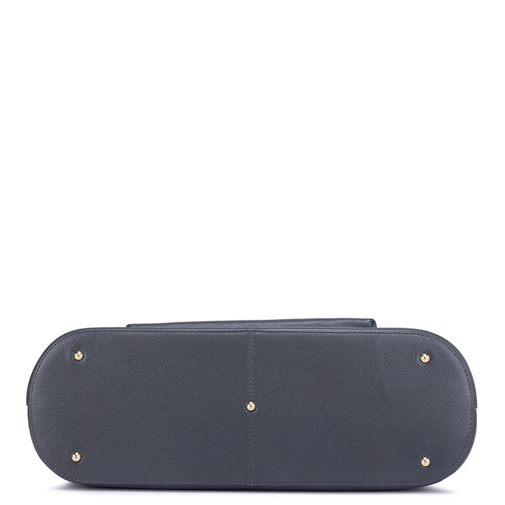 Large Franzy Leather Tote - Grey