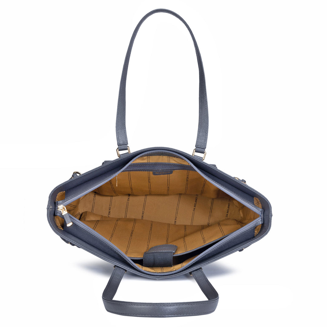 Large Franzy Leather Tote - Grey