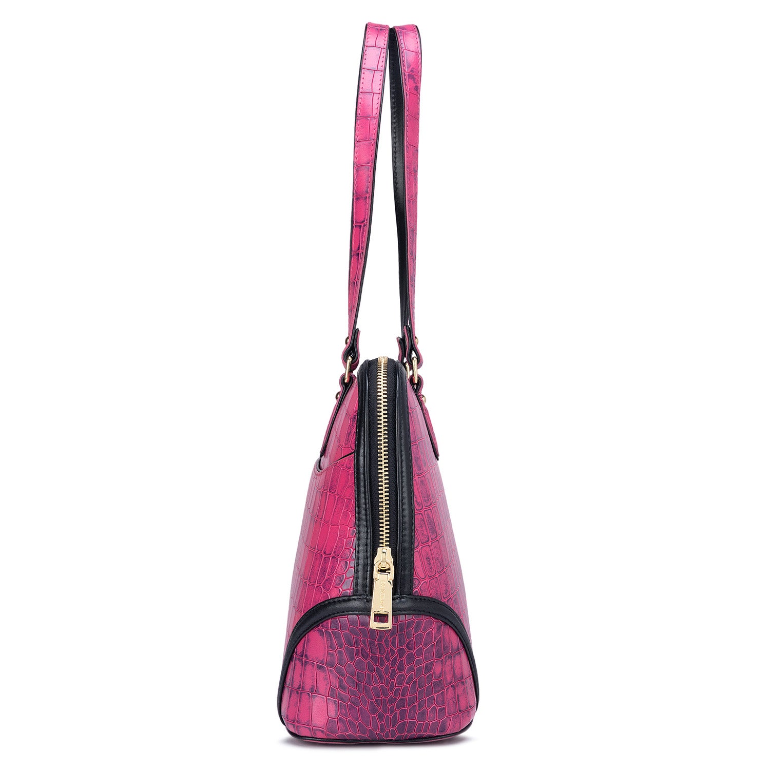 Medium Croco Leather Shoulder Bag - Magenta – Da Milano