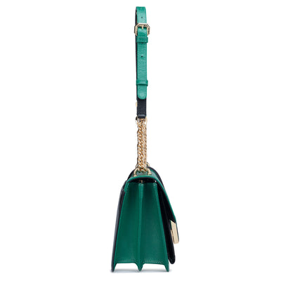 Small Franzy Leather Shoulder Bag - Green & Black