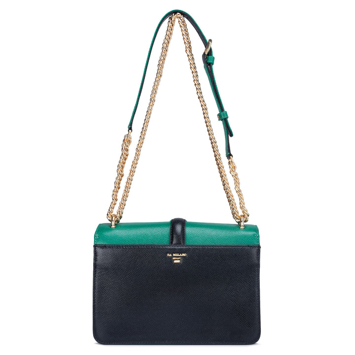 Small Franzy Leather Shoulder Bag - Green & Black