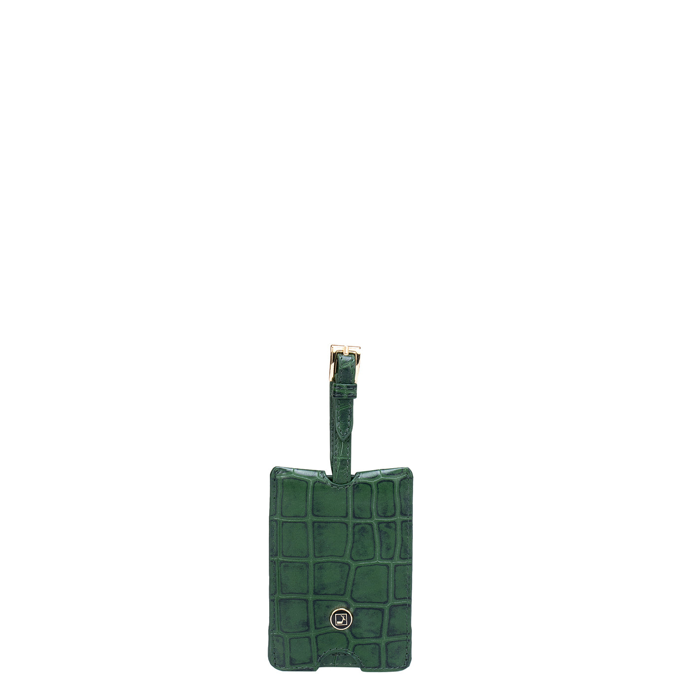 Croco Leather Luggage Tag - Green