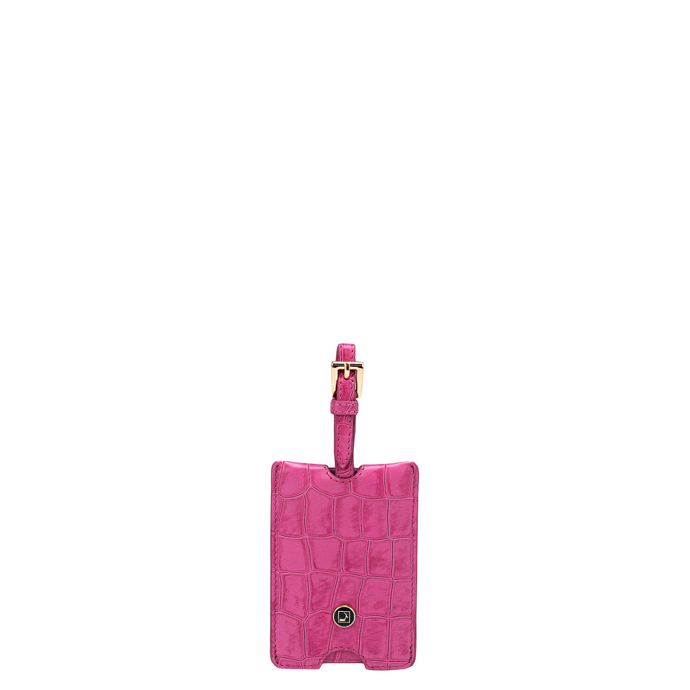Pink Croco Textured Luggage Tag
