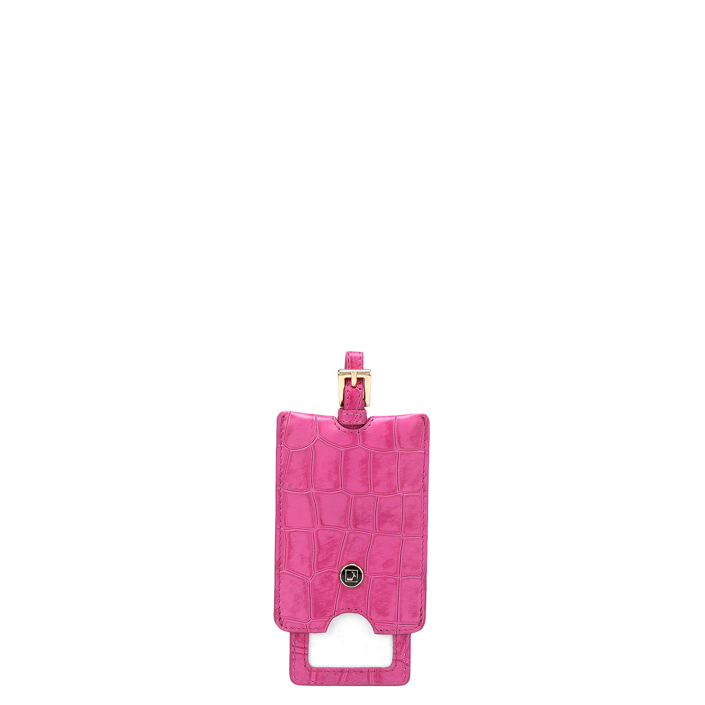 Pink Croco Textured Luggage Tag