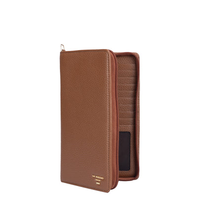 Wax Leather Passport Case - Cognac