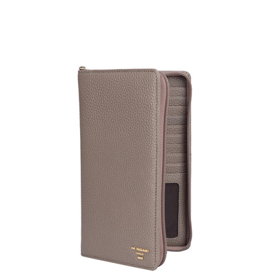 Wax Leather Passport Case - Taupe