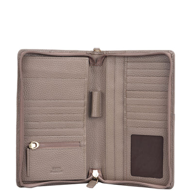 Wax Leather Passport Case - Taupe
