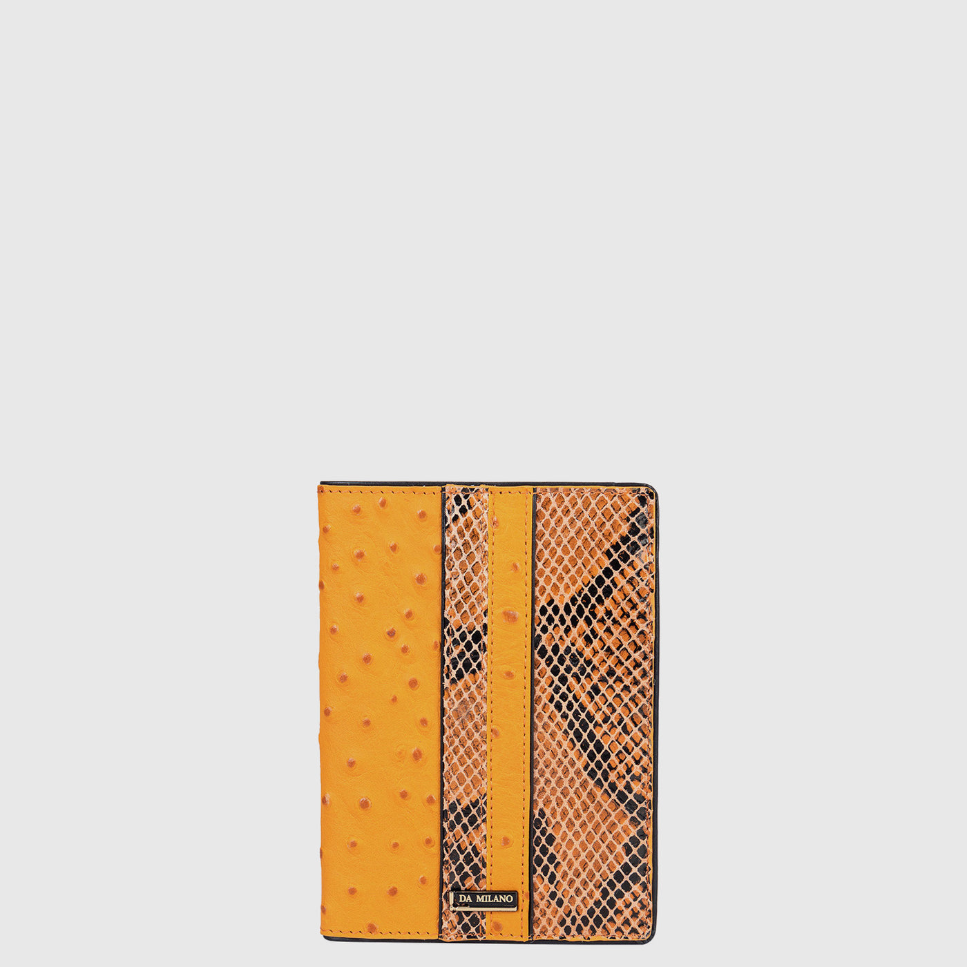 Ostrich Snake Leather Passport Case - Orange