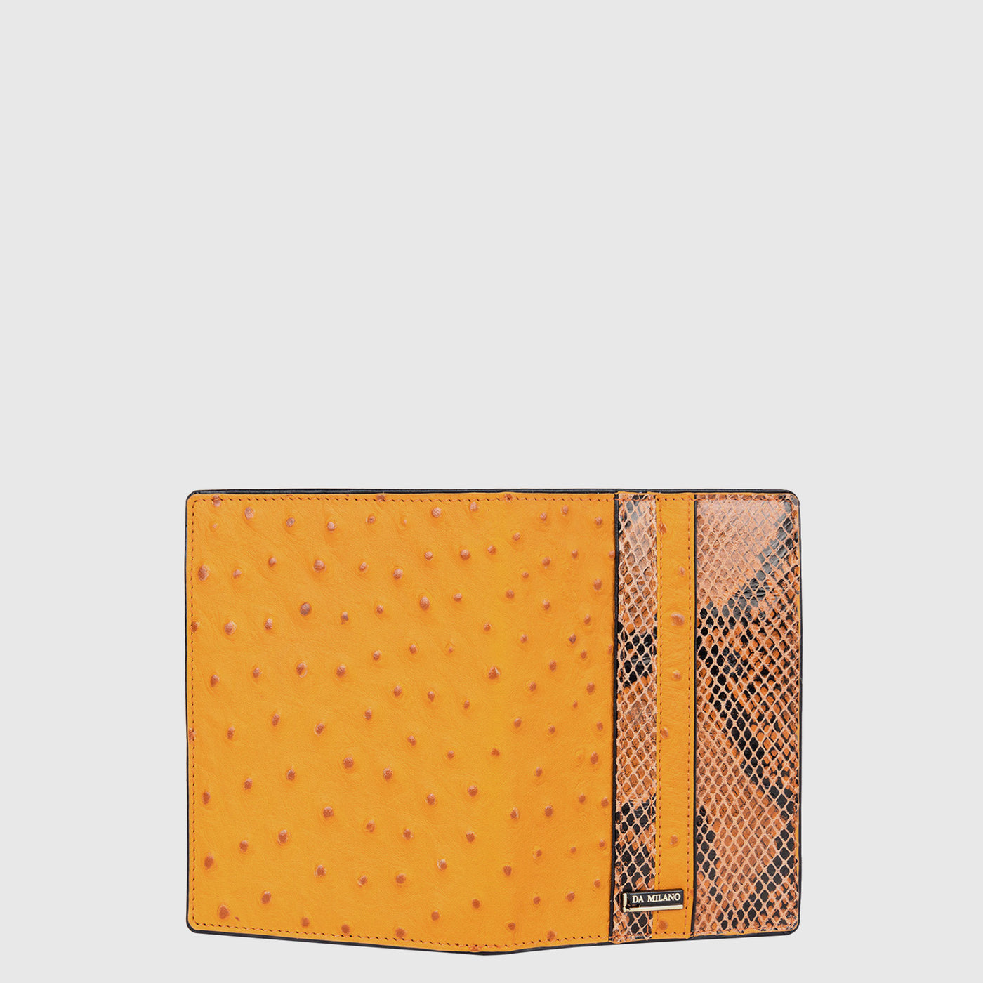 Ostrich Snake Leather Passport Case - Orange