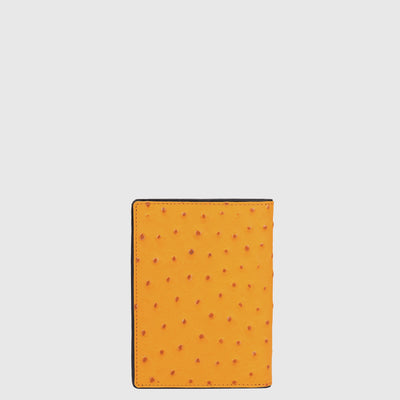 Ostrich Snake Leather Passport Case - Orange