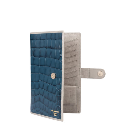 Croco Leather Passport Case - Ocean