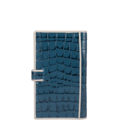 Croco Leather Passport Case - Ocean