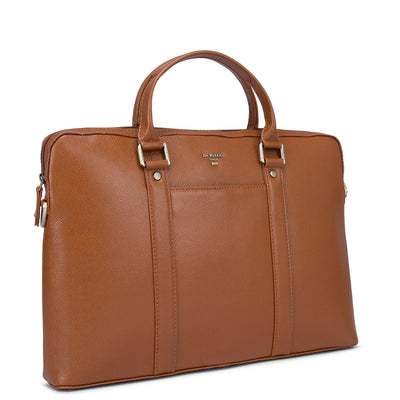 Cognac Franzy Leather Laptop Sleeve - Upto 14"