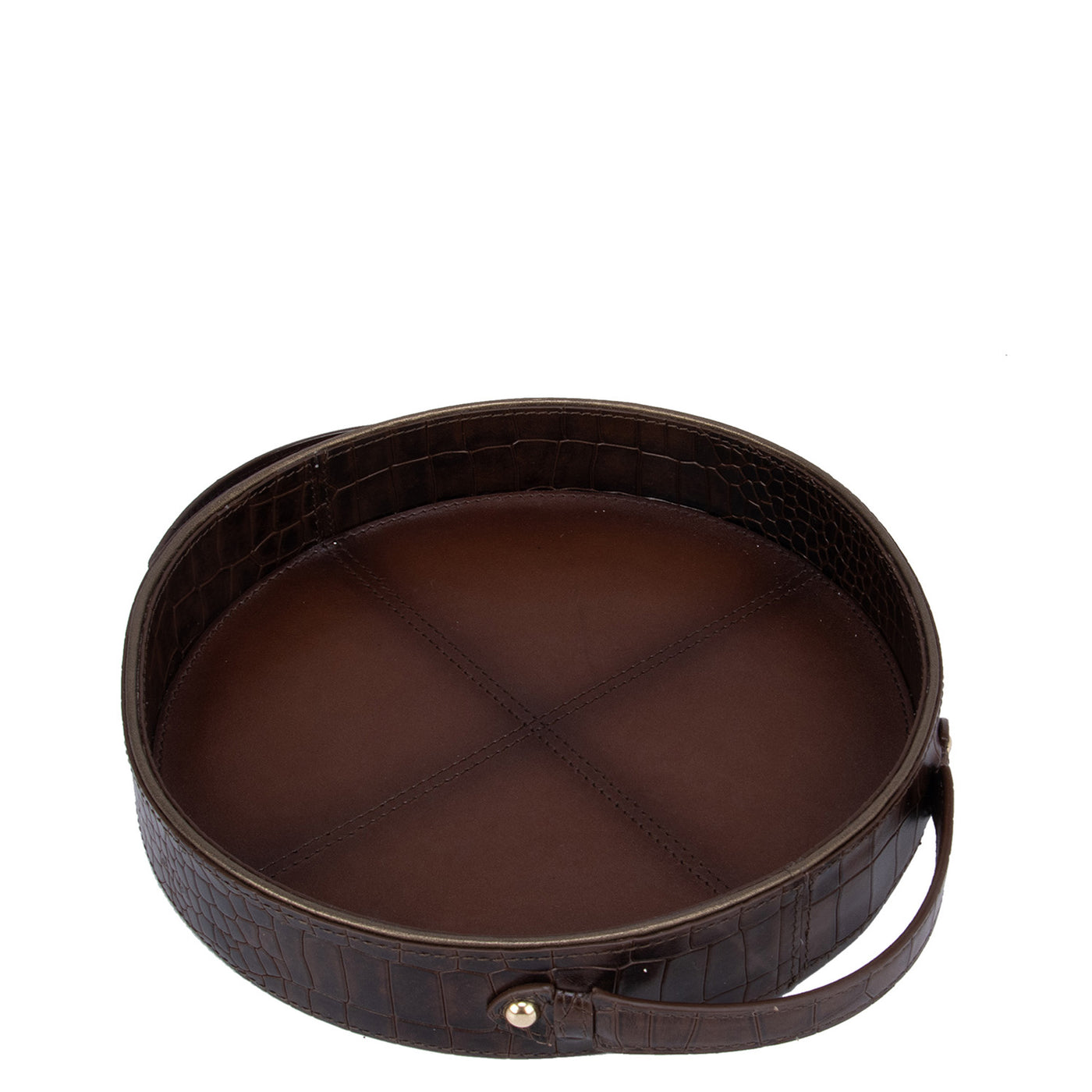 Croco Leather Tray - Brown