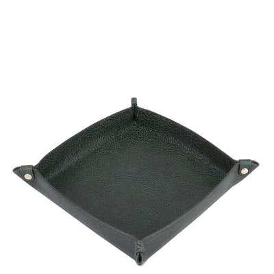 Elephant Pattern Leather Tray - Green
