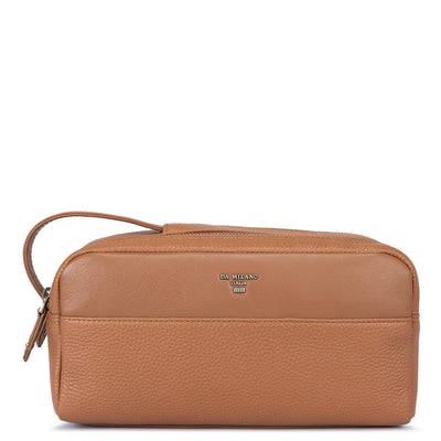 Wax Leather Vanity Pouch - Caramel