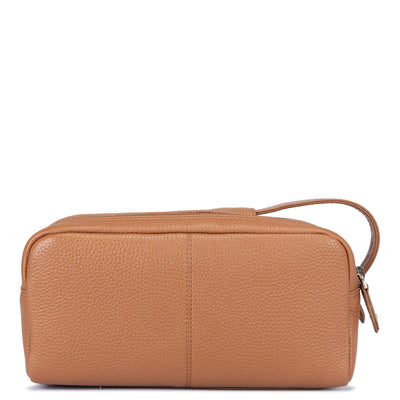 Wax Leather Vanity Pouch - Caramel